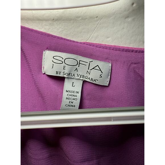 Sofia Vergara Feather Peplum Ruffle Wrap Blouse Womens Large Boho Cottagecore - Picture 4 of 7